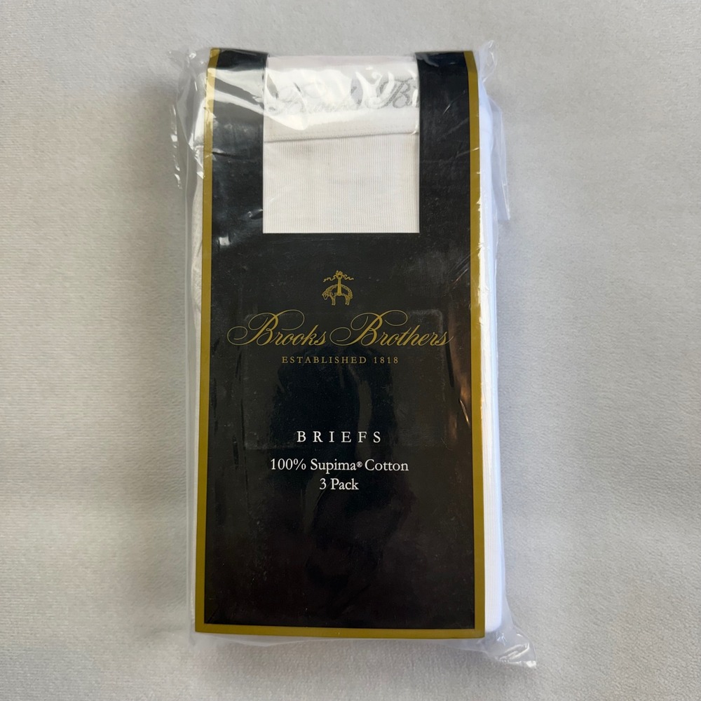 Brooks Brothers Mens LG 3 Pack Supima Cotton Briefs White Clergy Estate Find